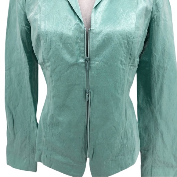 Lafayette 148 New York Blue/Green 3/4 Sleeve Blazer - Picture 3 of 11